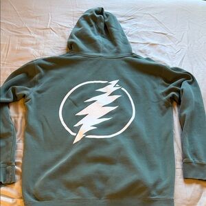 Grateful Dead Forever  Green Hoodie with White Lightning Bolt Design